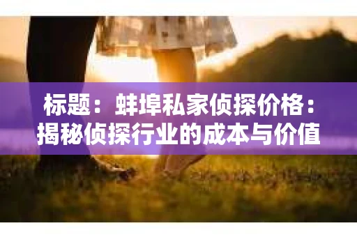 标题：蚌埠私家侦探价格：揭秘侦探行业的成本与价值